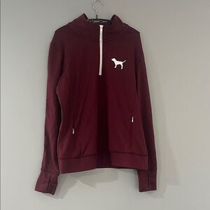PINK Victoria's Secret Maroon Quarter-Zip Sweater Size Large